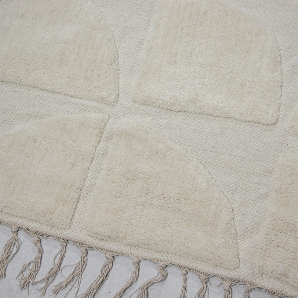 Design Fransenteppich Baumwolle 3D Ronan Muster | Modern beige sand Natural Megatische Größen 2