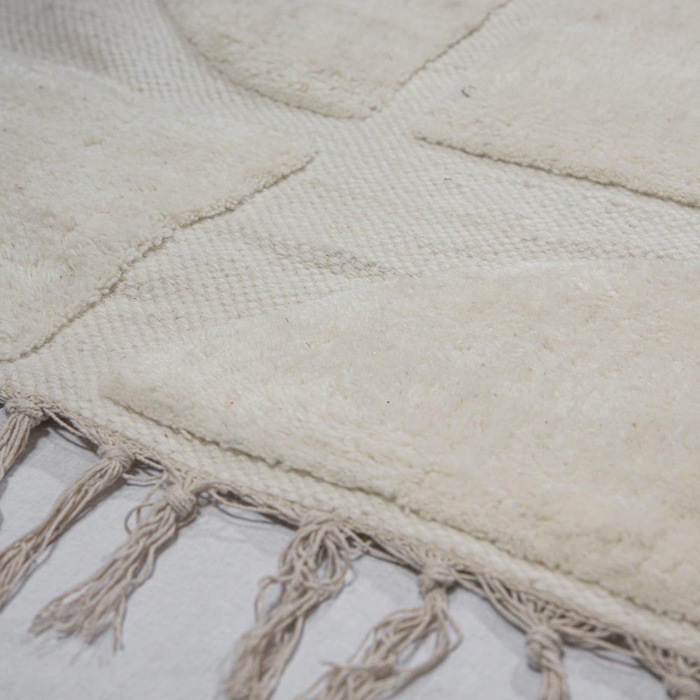 Muster Design Modern Baumwolle beige Natural Fransenteppich sand Größen 2 Ronan 3D | Megatische