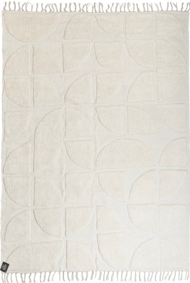 | Natural Größen 2 Megatische Baumwolle Muster sand beige 3D Fransenteppich Modern Ronan Design